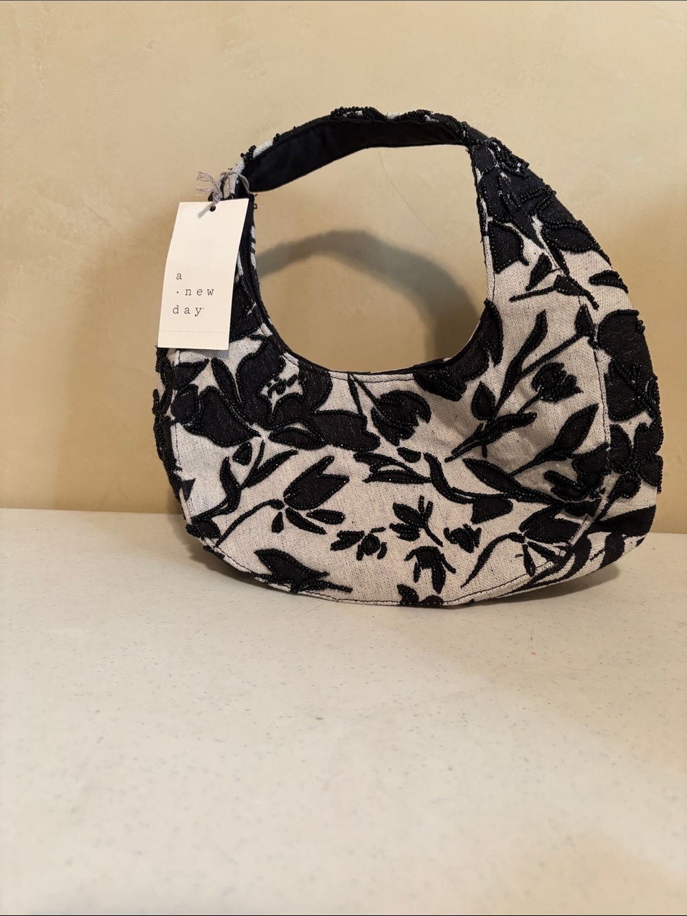 a new day Black & Cream Floral Shoulder Bag